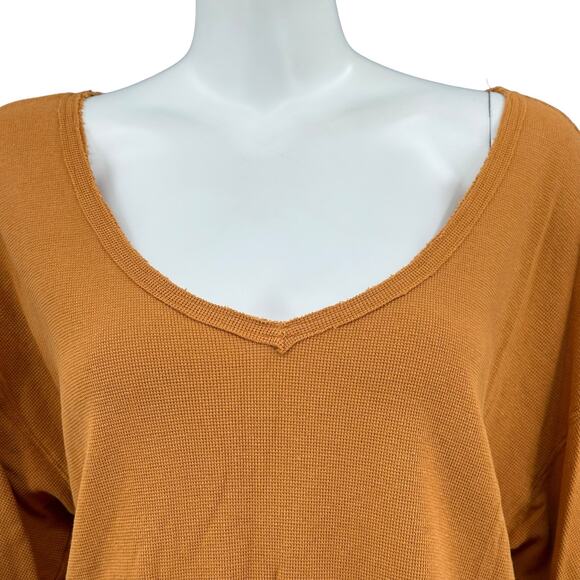 Anthropologie Top Womens Medium Cumin Waffle Knit Thermal Oversized Cotton Boho - Picture 2 of 9
